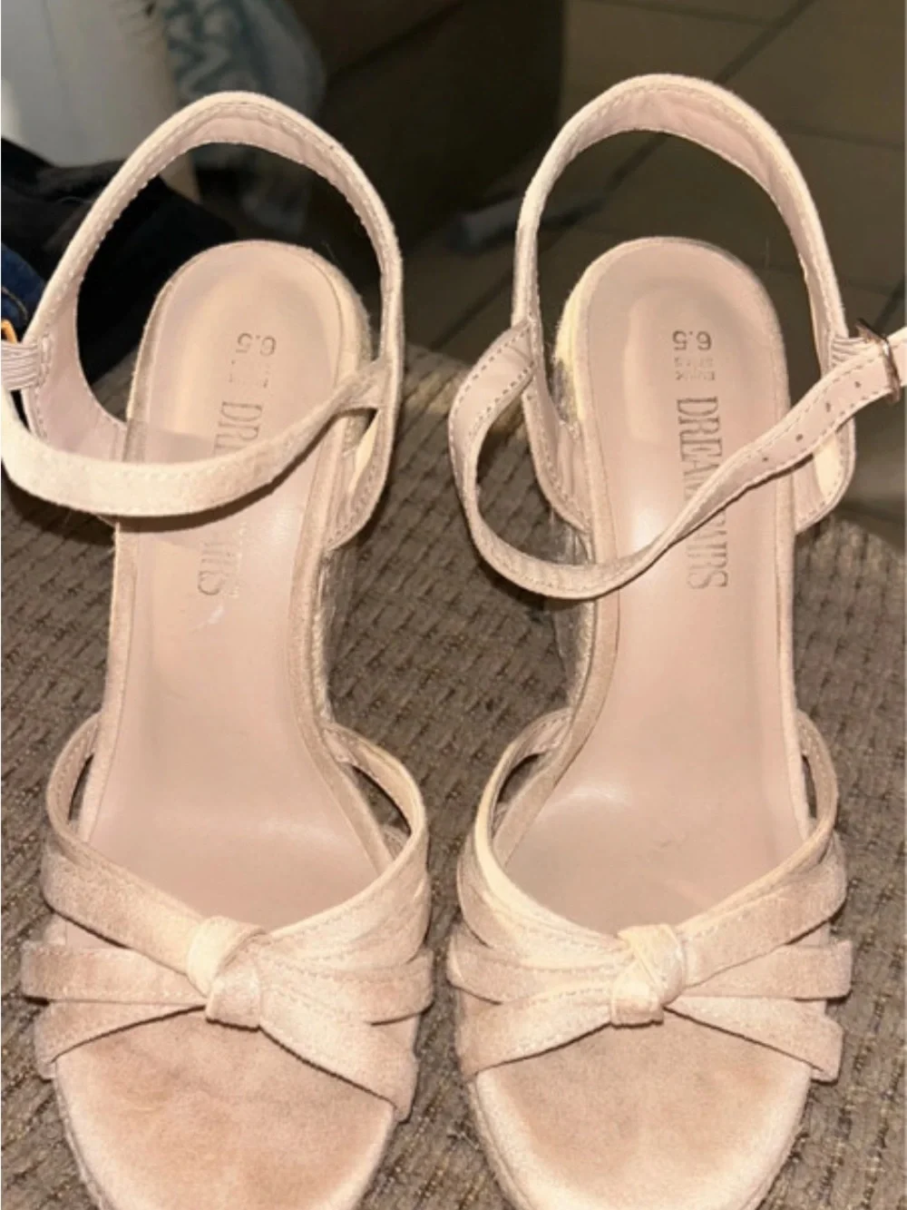 Dream Pairs Blush Knot Front Ankle Strap Heels